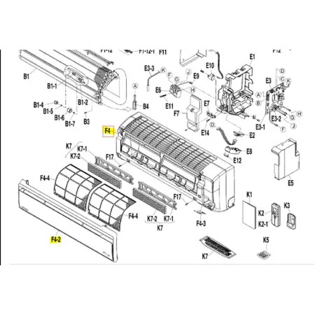 Carcasa + tapa filtros split interior DAIKIN modelo FTX35J3V1B