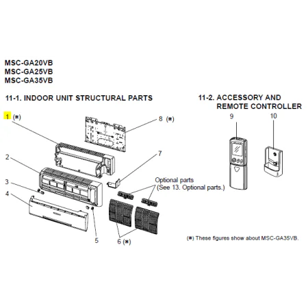 CARCASA TRASERA UNIDAD INTERIOR MITSUBISHI ELECTRIC MSC-GA25VB-E1