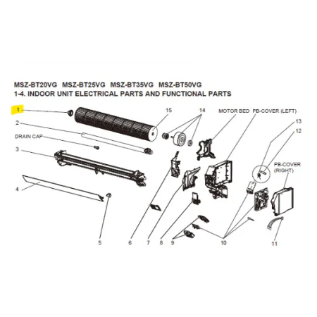 Cojinete turbina unidad interior MITSUBISHI modelo MSZ-BT35VGK-E3