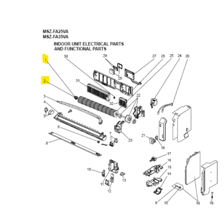 Cojinete turbina unidad interior MITSUBISHI modelo MSZ-FA35VA E-3