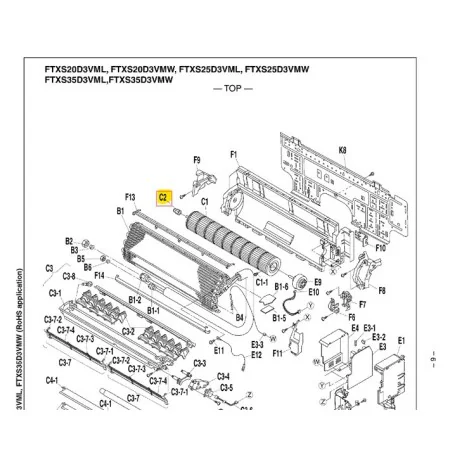 Cojinete ventilador split interior DAIKIN modelo FTXS35D3VMW