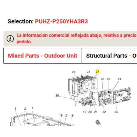 Condensadores de arranque unidad exterior MITSUBISHI ELECTRIC modelo PUHZ-P250YHA3R3