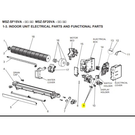 PLACA DE CONTROL UNIDAD INTEROR MITSUBISHI ELECTRIC MSZ-SF15VA-E1