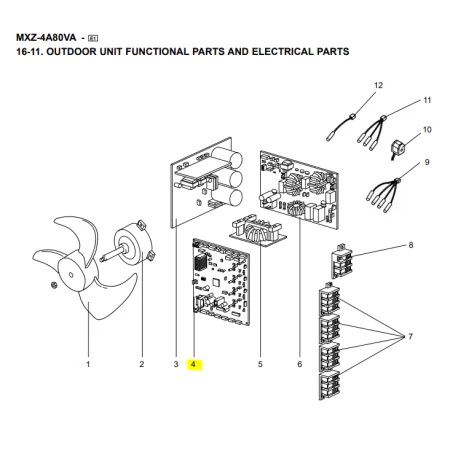 Placa control exterior MITSUBISHI ELECTRIC modelo MXZ-4A80VA-E2