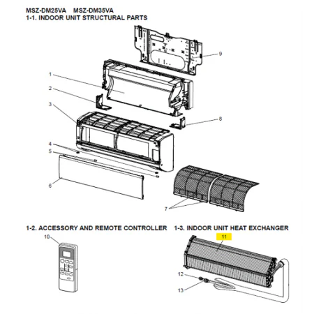 Evaporador unidad interior MITSUBISHI ELECTRIC modelo MSZ-DM35VA-E1