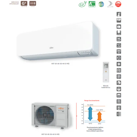 AIRE ACONDICIONADO FUJITSU ASY20-KGTF 1720 FRIG/H - 2580 KCAL/H