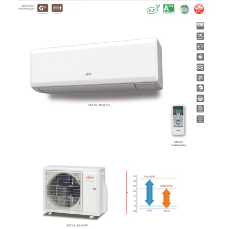 AIRE ACONDICIONADO FUJITSU ASY25-KP 2150 FRIG/H-2752 KCAL/H