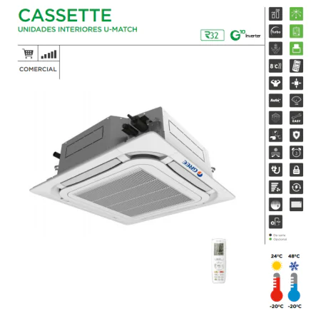 AIRE ACOND. GREE CASSETTE U-MATCH 42 R32 10320 FRIG/H 10320 KCAL/H A++