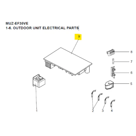 Placa inverter P.C BOARD exterior MITSUBISHI ELECTRIC modelo MUZ-EF35VE-E4