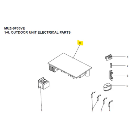 Placa inverter P.C BOARD exterior MITSUBISHI ELECTRIC modelo MUZ-SF35VE-E1