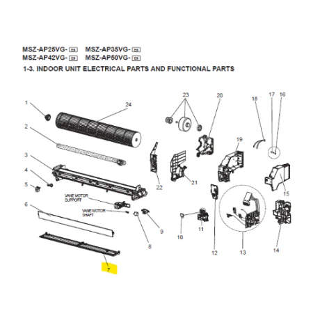 LAMA HORIZONTAL INFERIOR MITSUBISHI MSZ-AP35VGK-E7/E8