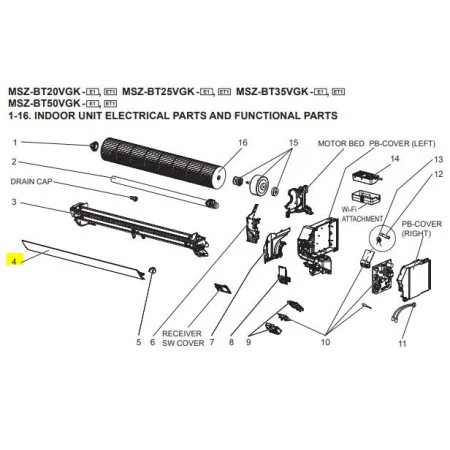 Lama horizontal unidad interior MITSUBISHI modelo MSZ-BT35VGK-E2