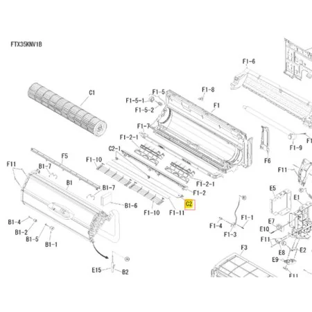 Lama split interior DAIKIN modelo FTX35KNV1B