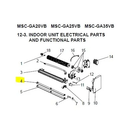 LAMA HORIZONTAL SUPERIOR UNIDAD INTERIOR MITSUBISHI MSC-GA35VB-E1