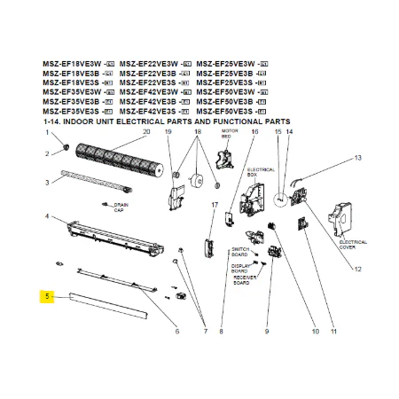 Lama superior unidad interior MITSUBISHI ELECTRIC modelo MSZ-EF35VES-E1