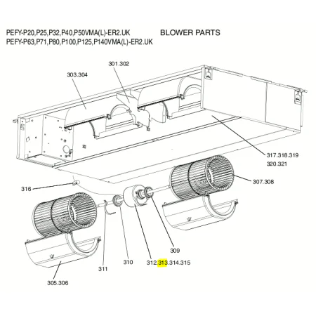 Motor ventilador unidad interior MITSUBISHI PEFY-P40VMA-ER2.UK