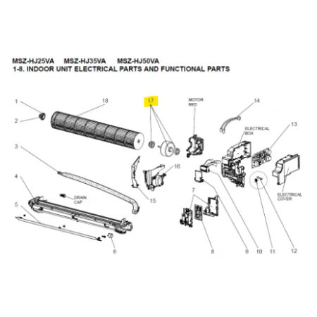 Motor ventilador unidad interior MITSUBISHI ELECTRIC MSZ-HJ50VA-E1/E2