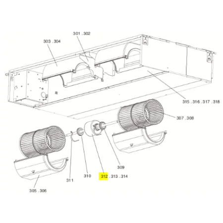 Motor ventilador unidad interior conductos MITSUBISHI ELECTRIC modelo PEAD-RP100JAR2.UK