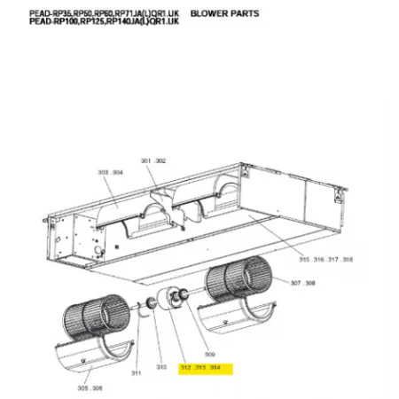 Motor ventilador unidad interior conductos MITSUBISHI ELECTRIC modelo PEAD-RP71JAQR1.UK