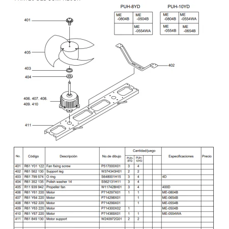 Motor ventilador unidad exterior Mitsubishi Electric PUH-10YD