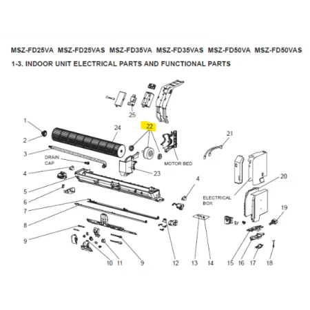 Motor ventilador unidad interior MITSUBISHI modelo MSZ-FD25VA-E1