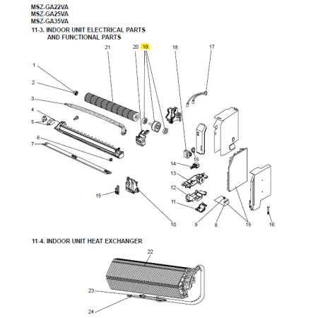 Motor ventilador interior MITSUBISHI ELECTRIC modelo MSZ-GA22VA-E2