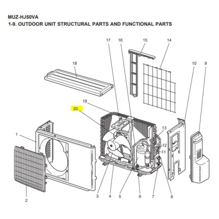 Motor ventilador exterior MITSUBISHI ELECTRIC modelo MUZ-HJ50VA-E2