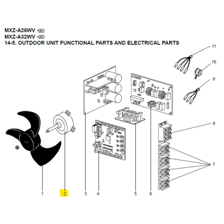 Motor ventilador control exterior MITSUBISHI ELECTRIC modelo MXZ-A26WV E1