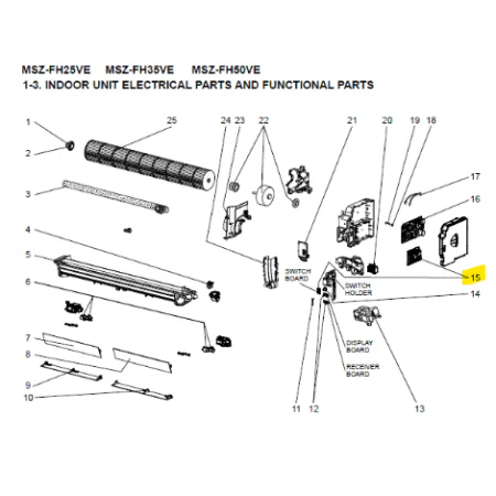 Placa control interior MITSUBISHI ELECTRIC modelo MSZ-FH35VE-E1