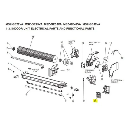 Placa control interior MITSUBISHI ELECTRIC modelo MSZ-GE25VA-E1 E22D95452