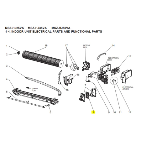 T520-PLACA DE CONTROL UNIDAD INTERIOR MITSUBISHI MSZ-HJ50VA-E1/E2 E22K01452