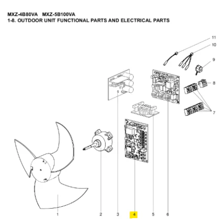 Placa control exterior MITSUBISHI ELECTRIC modelo MXZ-4B80VA-E1.SH