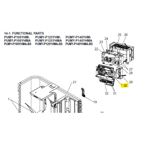 Placa control exterior MITSUBISHI ELECTRIC modelo PUMY-P140YHM1