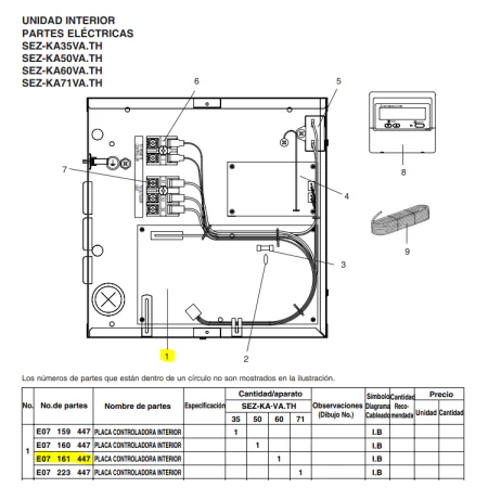 Placa control interior MITSUBISHI ELECTRIC modelo SEZ-KA50VA.TH