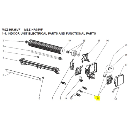 Placa de control unidad interior MITSUBISHI ELECTRIC modelo MSZ-HR25VF-E6