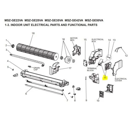 Placa potencia interior MITSUBISHI ELECTRIC modelo MSZ-GE35VA-E1
