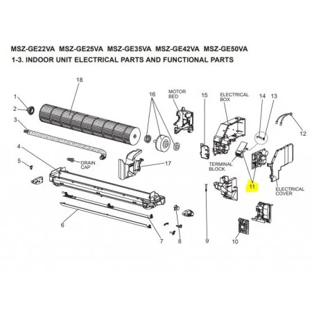 Placa potencia interior MITSUBISHI ELECTRIC modelo MSZ-GE50VA- E1 220878