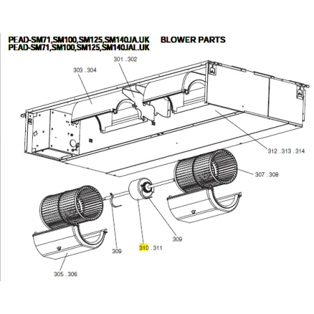Motor ventilador unidad interior conductos MITSUBISHI ELECTRIC modelo PEAD-SM71JA