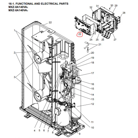 Placa control exterior MITSUBISHI ELECTRIC modelo MXZ-8A140VA1