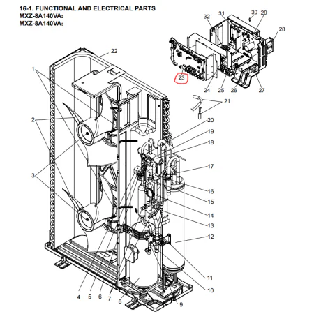 Placa control exterior MITSUBISHI ELECTRIC modelo MXZ-8A140VA3