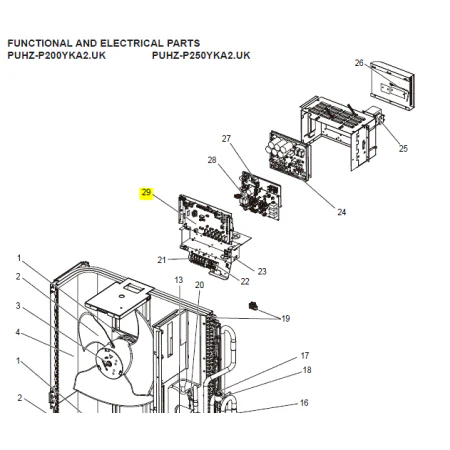 Placa de control exterior MITSUBISHI ELECTRIC modelo PUHZ-P200YKA2.UK