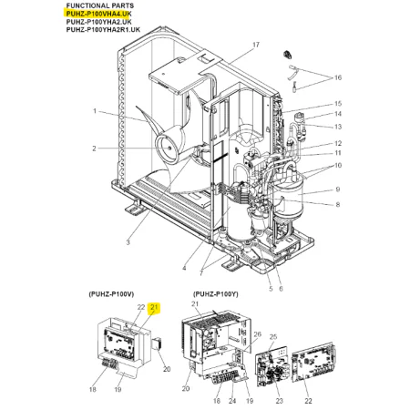 Placa inverter exterior MITSUBISHI ELECTRIC modelo PUHZ-P100VHA4.UK