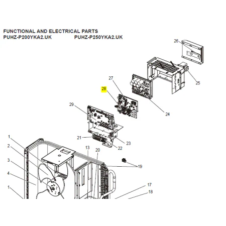 Placa filtro de ruido exterior MITSUBISHI ELECTRIC modelo PUHZ-P200YKA2.UK