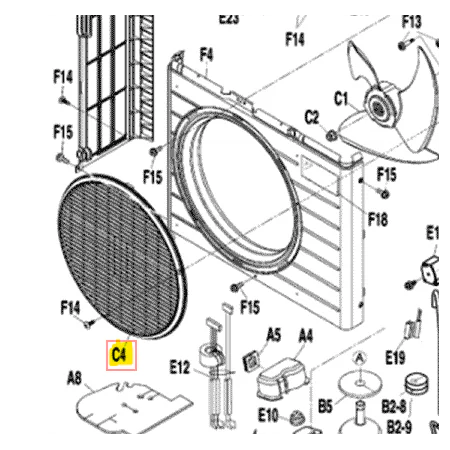 REJILLA PROTECCIÓN VENTILADOR UNIDAD EXTERIOR DAIKIN ARXB25C2V1B