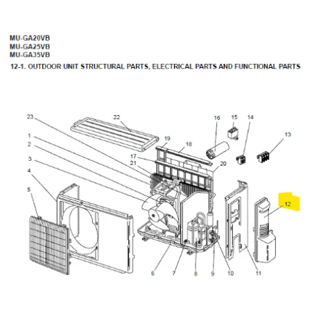 Tapa lateral unidad exterior MITSUBISHI ELECTRIC MU-GA25VB-E1